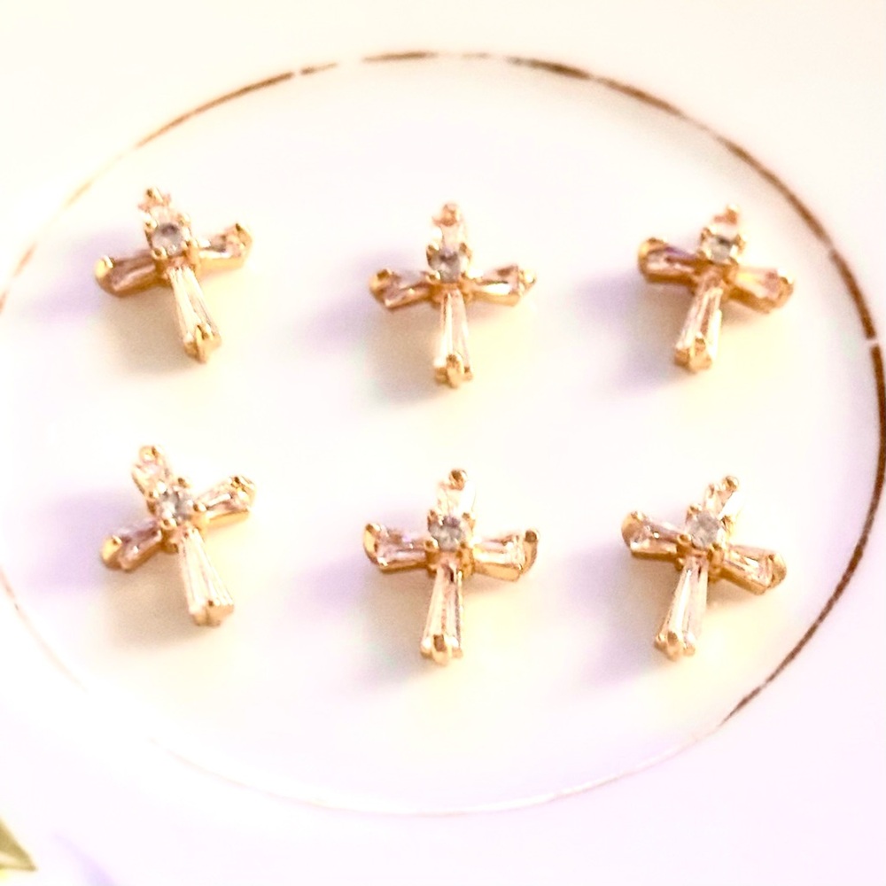 Elegant cross nail art charms 6 pieces.